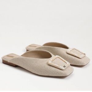 Sam Edelman Beige Mules with Buckle Detail